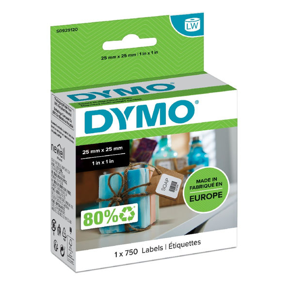 Picture of 750 X Dymo 25mm X 25mm Square removable labels